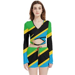 Flag Of Tanzania Velvet Wrap Crop Top And Shorts Set by Amaryn4rt