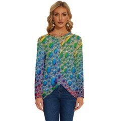 Bubbles Rainbow Colourful Colors Long Sleeve Crew Neck Pullover Top by Amaryn4rt