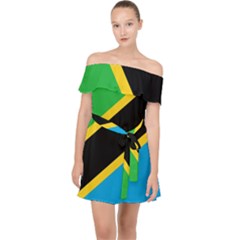 Flag Of Tanzania Off Shoulder Chiffon Dress by Amaryn4rt