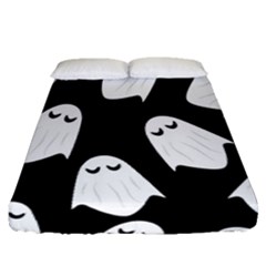 Ghost Halloween Pattern Fitted Sheet (queen Size) by Amaryn4rt