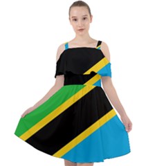 Flag Of Tanzania Cut Out Shoulders Chiffon Dress by Amaryn4rt