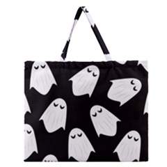 Ghost Halloween Pattern Zipper Large Tote Bag by Amaryn4rt