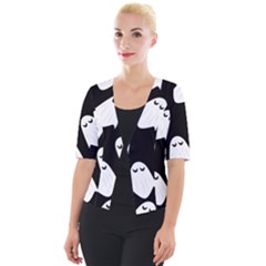 Ghost Halloween Pattern Cropped Button Cardigan by Amaryn4rt