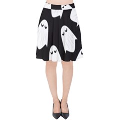 Ghost Halloween Pattern Velvet High Waist Skirt by Amaryn4rt