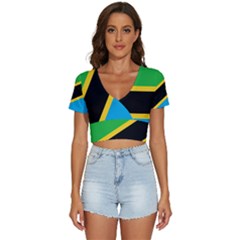 Flag Of Tanzania V-neck Crop Top by Amaryn4rt