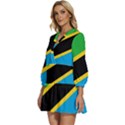 Flag Of Tanzania V-Neck Placket Mini Dress View2