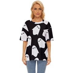 Ghost Halloween Pattern Oversized Basic T-shirt by Amaryn4rt