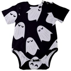 Ghost Halloween Pattern Baby Short Sleeve Bodysuit by Amaryn4rt