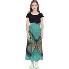 Butterfly Background Vintage Old Grunge Kids  Flared Maxi Skirt by Amaryn4rt