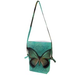 Butterfly Background Vintage Old Grunge Folding Shoulder Bag by Amaryn4rt