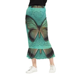 Butterfly Background Vintage Old Grunge Maxi Fishtail Chiffon Skirt