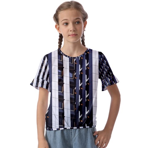 Architecture-building-pattern Kids  Cuff Sleeve Scrunch Bottom T-shirt by Amaryn4rt