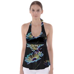 Flower Pattern-design-abstract-background Tie Back Tankini Top