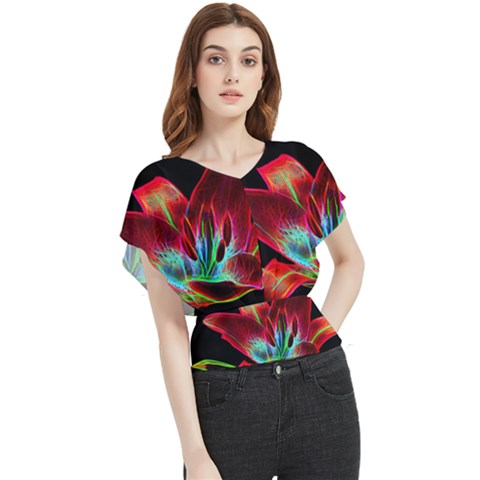 Flower Pattern-design-abstract-background Butterfly Chiffon Blouse by Amaryn4rt