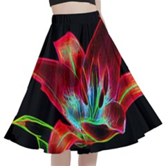 Flower Pattern-design-abstract-background A-line Full Circle Midi Skirt With Pocket by Amaryn4rt