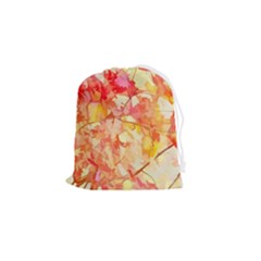 Monotype Art Pattern Leaves Colored Autumn Drawstring Pouch (small) by Amaryn4rt