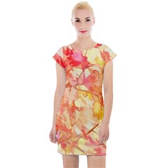 Monotype Art Pattern Leaves Colored Autumn Cap Sleeve Bodycon Dress by Amaryn4rt