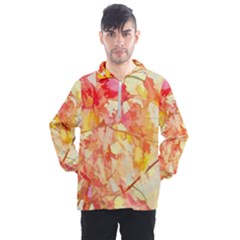 Monotype Art Pattern Leaves Colored Autumn Men s Half Zip Pullover by Amaryn4rt