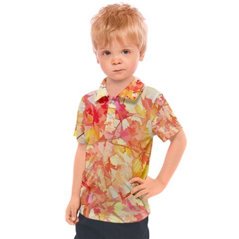 Monotype Art Pattern Leaves Colored Autumn Kids  Polo T-shirt by Amaryn4rt