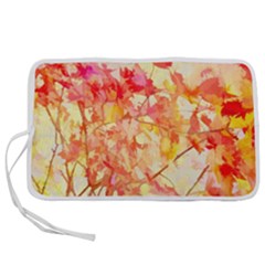 Monotype Art Pattern Leaves Colored Autumn Pen Storage Case (l) by Amaryn4rt