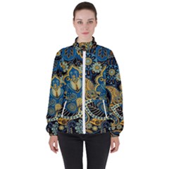 Retro Ethnic Background Pattern Vector Women s High Neck Windbreaker by Amaryn4rt