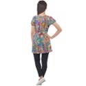 Sakura-cherry-blossom-floral Puff Sleeve Tunic Top View2