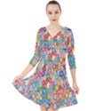 Sakura-cherry-blossom-floral Quarter Sleeve Front Wrap Dress View1