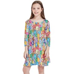 Sakura-cherry-blossom-floral Kids  Quarter Sleeve Skater Dress by Amaryn4rt