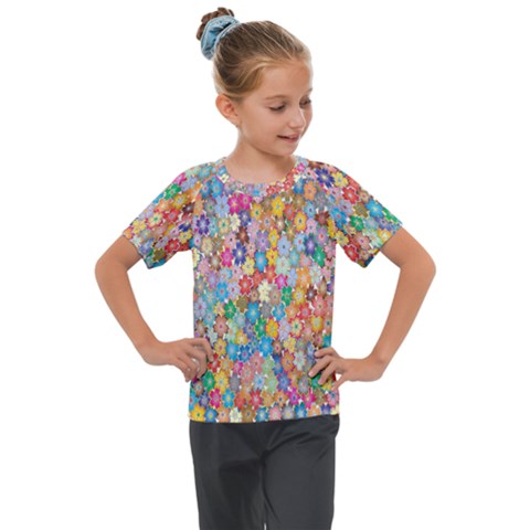 Sakura-cherry-blossom-floral Kids  Mesh Piece T-shirt by Amaryn4rt