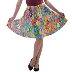 Monotype Art Pattern Leaves Colored Autumn A-line Skater Skirt by Amaryn4rt