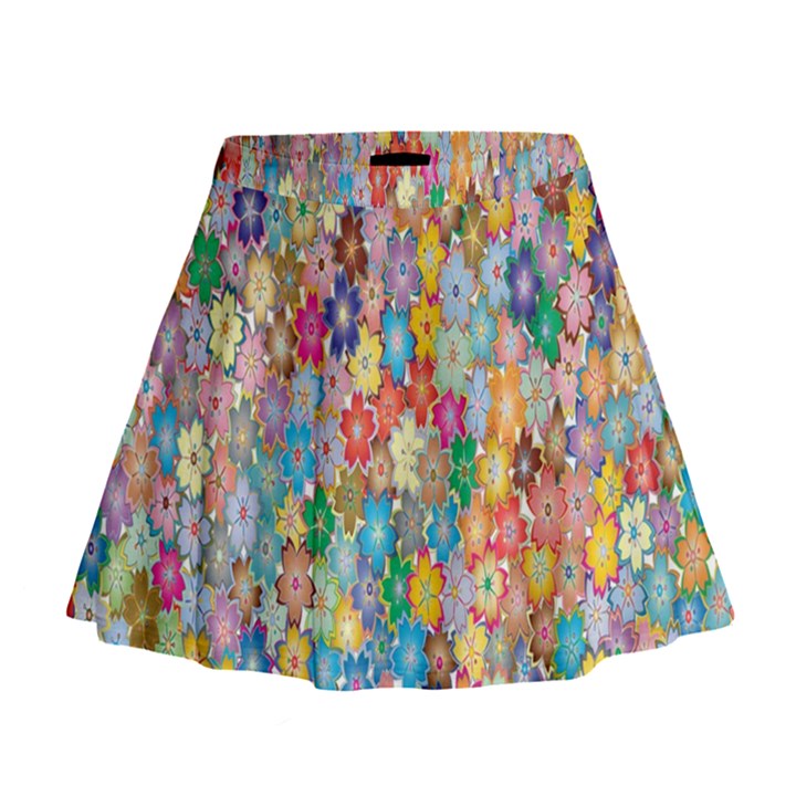 Monotype Art Pattern Leaves Colored Autumn Mini Flare Skirt