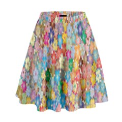 Monotype Art Pattern Leaves Colored Autumn High Waist Skirt by Amaryn4rt