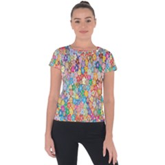 Monotype Art Pattern Leaves Colored Autumn Short Sleeve Sports Top  by Amaryn4rt