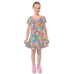 Monotype Art Pattern Leaves Colored Autumn Kids  Short Sleeve Velvet Dress by Amaryn4rt