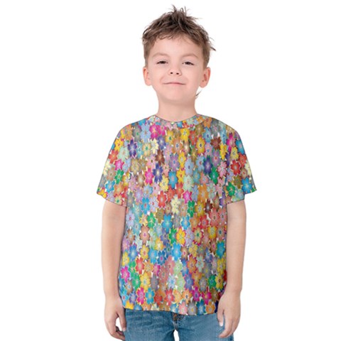 Sakura-cherry-blossom-floral Kids  Cotton T-shirt by Amaryn4rt