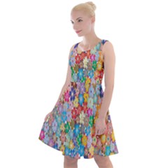 Monotype Art Pattern Leaves Colored Autumn Knee Length Skater Dress by Amaryn4rt