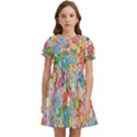 Monotype Art Pattern Leaves Colored Autumn Kids  Bow Tie Puff Sleeve Dress View1