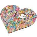 Sakura-cherry-blossom-floral Wooden Puzzle Heart View2