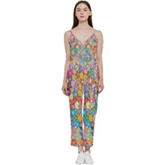 Retro Ethnic Background Pattern Vector V-neck Camisole Jumpsuit by Amaryn4rt