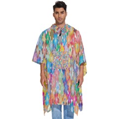 Monotype Art Pattern Leaves Colored Autumn Men s Hooded Rain Ponchos by Amaryn4rt