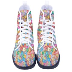 Monotype Art Pattern Leaves Colored Autumn Kid s High-top Canvas Sneakers by Amaryn4rt