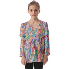 Sakura-cherry-blossom-floral Kids  V Neck Casual Top by Amaryn4rt