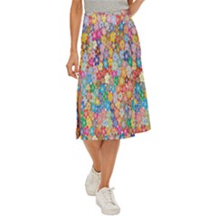 Sakura-cherry-blossom-floral Midi Panel Skirt by Amaryn4rt