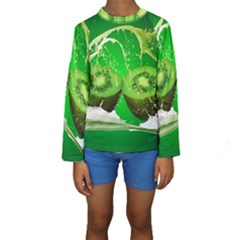 Kiwi Fruit Vitamins Healthy Cut Kids  Long Sleeve Swimwear by Amaryn4rt