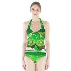 Kiwi Fruit Vitamins Healthy Cut Halter Swimsuit by Amaryn4rt