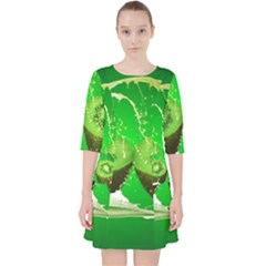 Kiwi Fruit Vitamins Healthy Cut Quarter Sleeve Pocket Dress by Amaryn4rt