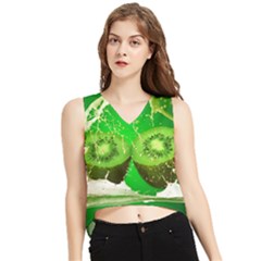 Kiwi Fruit Vitamins Healthy Cut V-neck Cropped Tank Top by Amaryn4rt