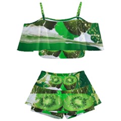 Kiwi Fruit Vitamins Healthy Cut Kids  Off Shoulder Skirt Bikini by Amaryn4rt