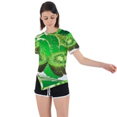 Kiwi Fruit Vitamins Healthy Cut Asymmetrical Short Sleeve Sports T-shirt by Amaryn4rt