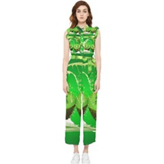 Kiwi Fruit Vitamins Healthy Cut Women s Frill Top Chiffon Jumpsuit by Amaryn4rt